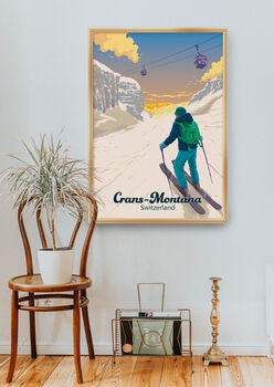 Crans Montana Ski Resort Switzerland Poster Art Print, 5 of 8