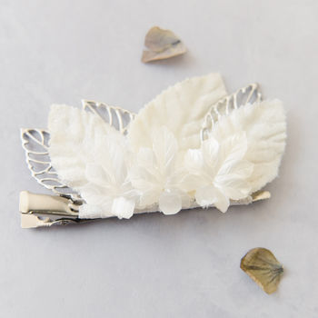 Ivory And Silver Bridal Or Bridesmaid Leafy Hairclip, 4 of 11