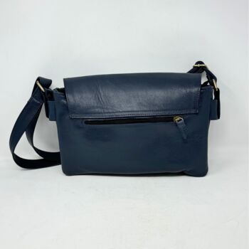 Multi Compartment Womens Leather Handbag Shoulder Bag In Navy Blue, 8 of 8