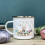 Easter Bunny Striped Enamel Mug, thumbnail 1 of 9