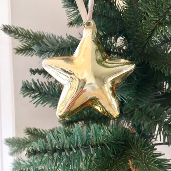 Gold Shiny Star Glass Christmas Bauble ~ Boxed, 2 of 3