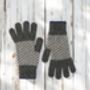 Men's Herringbone Lambswool Gloves In Slate, thumbnail 1 of 2