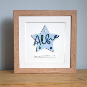 Wooden Star New Baby Name Print, 2 of 3