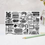 Newcastle Black And White Illustrated Greeting Card, thumbnail 1 of 6