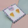 Margarita Pizza Glitter Resin Studs, thumbnail 2 of 4