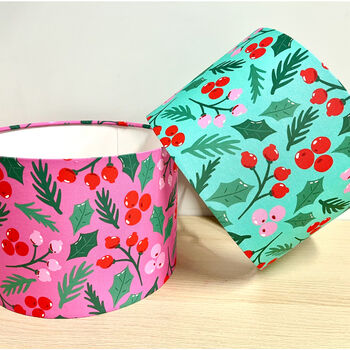 It's A 'Holly Jolly' Christmas Lampshade In Pink, 6 of 7