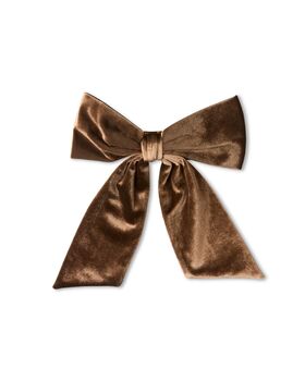 Bear Brown Bury Velvet Large Bow Hair Clip, 2 of 3