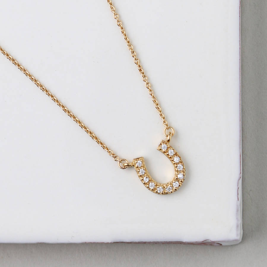 Gold Plated Crystal Horseshoe Necklace By ORELIA FINE