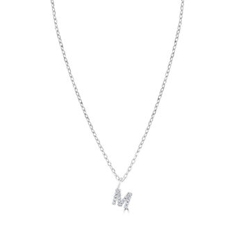 Sterling Silver Crystal Initial Necklace, 6 of 10