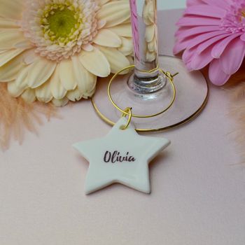 Wedding Star Glass Charms Personalised Set Of Five, 6 of 10