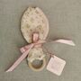 Fabric Bunny Ear Teething Ring, Pink Floral Baby Gift, thumbnail 9 of 12