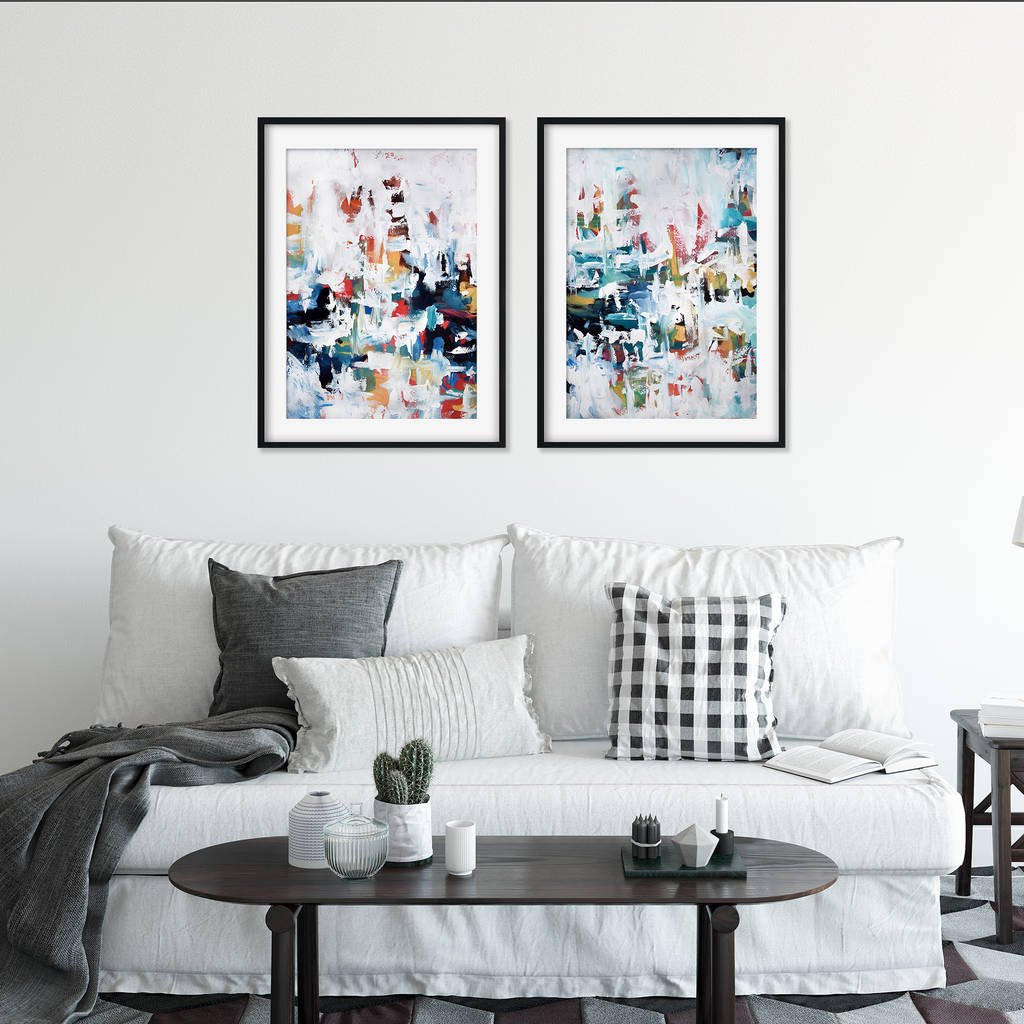 modern abstract art blue framed art prints set of two by abstract house ...