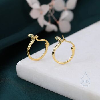 Cobra Snake Hoops Earrings In Sterling Silver, 2 of 10