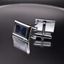 Silver Blue Rectangle Cufflinks Luxury Blue, thumbnail 4 of 6