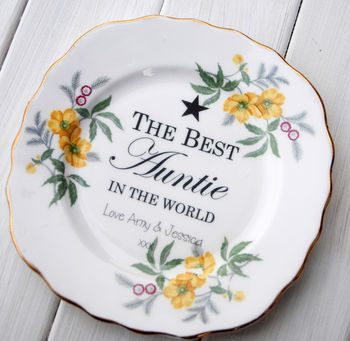 Personalised 'Best Auntie' Vintage China Plate, 3 of 4