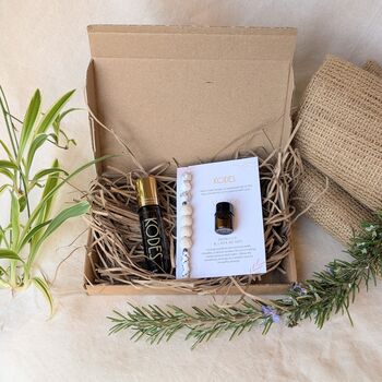 Howlite And Lava Beads Aromatherapy Diffuser Bracelet And Essential Oil Roller Gift Set, 6 of 7