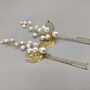 Pearl And Gold Leaf Hair Pins – Elegant Bridal And Bridesmaid Hair Accessories, thumbnail 4 of 12