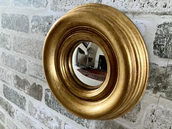 19cm Gold Convex Wall Mirror Porthole Fisheye Design, 4 of 8