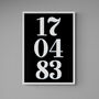 Personalised Special Date Black And White Wall Art, thumbnail 4 of 7