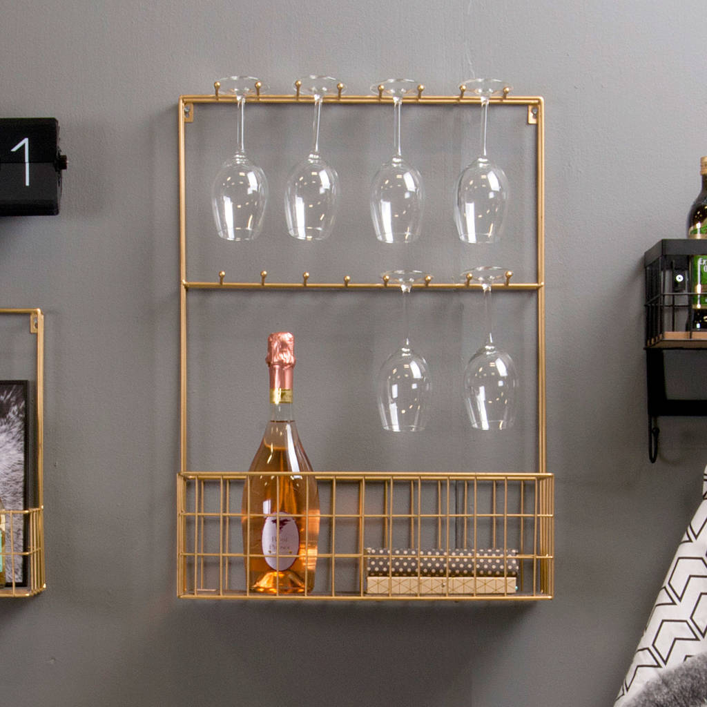 large gold wire kitchen rack with hooks by posh totty designs interiors