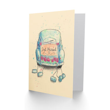 Just Married Tin Can Car Retro Style Wedding Card, 2 of 4