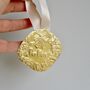Personalised Handmade Gold Foil Wreath Christmas Decoration, thumbnail 3 of 3