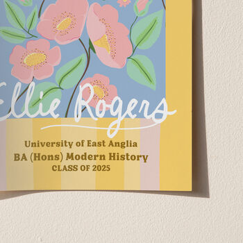 Personalised 'Blooming Brilliant' Print 2025 Graduation Gift For Her, 2 of 8