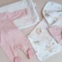 Personalised New Baby Gift Set, Handmade Newborn Blanket And Comforter With Wooden Teether, thumbnail 7 of 8
