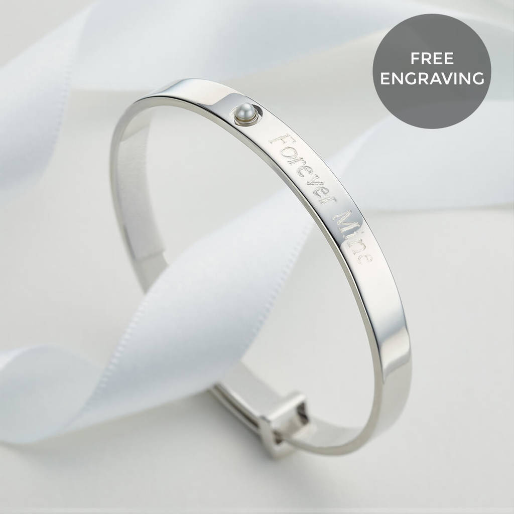 personalised june birthstone christening bangle by molly brown london