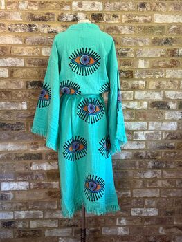 Long Organic Cotton Robe: Jade Green Eye, 4 of 4