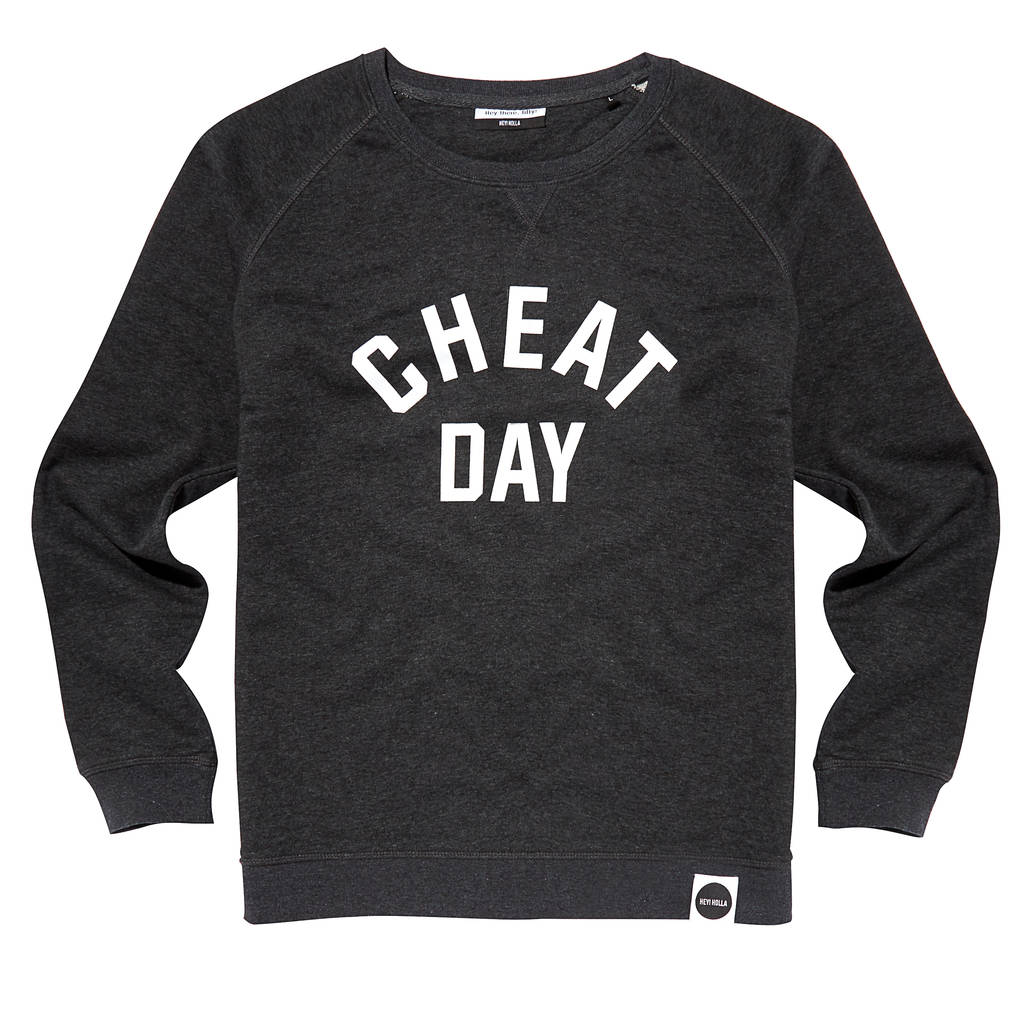 Cheat Day Organic Cotton Blend Sweatshirt, Slate Grey By Hey Holla ...