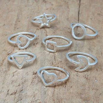 Geometric Rings. Sterling Silver Shape Rings, 2 of 12