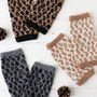 Leopard Knitted Wrist Warmers, thumbnail 1 of 10