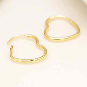 18ct Gold Plated Heart Hoop Earrings – 24mm, 2 of 6