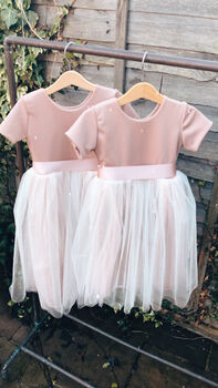 Blush Pink Cap Sleeve Flower Girl Dress, 3 of 9