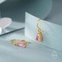 Sterling Silver Tourmaline Pink Pear Cut Cz Drop Earrings, thumbnail 6 of 10
