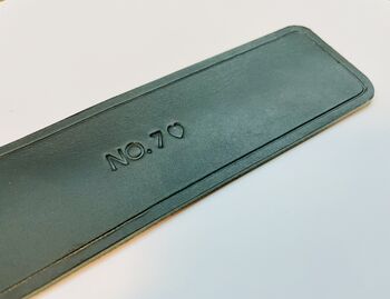 Personalised Dark Racing Green Premium Leather Bookmark, 4 of 8