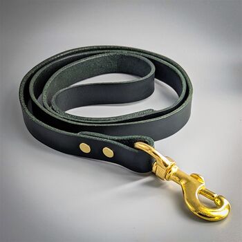 Dark Green Leather Whippet Collar And Matching Lead Set, 3 of 8