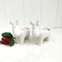 Ceramic Reindeer T Light Holder Pair, thumbnail 1 of 4