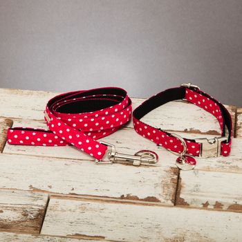 The York Red And White Spotted Dog Collar And Lead Set, 6 of 6