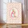 Pink Floral Rabbit Nursery Art Print, thumbnail 1 of 3