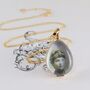 Teardrop Glass Photo Locket Sterling Silver Necklace, thumbnail 3 of 6