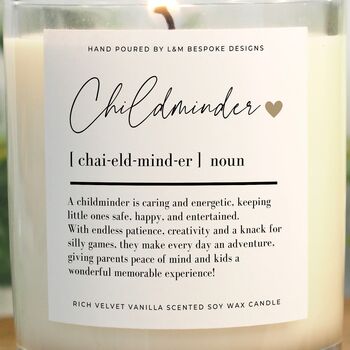 Childminder Gift, Childminder Definition Scented Candle, 4 of 6