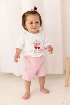 My Cherry First Birthday Personalised Embroidered T Shirt, 5 of 7