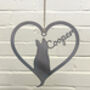 Personalised Dog Pointed Ears Silhouette Steel Heart, thumbnail 4 of 5