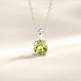 Peridot Solitaire Pendant Necklace In Sterling Silver And Gold, thumbnail 6 of 10