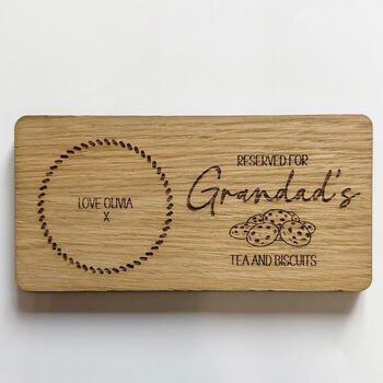 Personalised Oak Coaster Tray For Cookies Grandad Dad Gift, 6 of 6