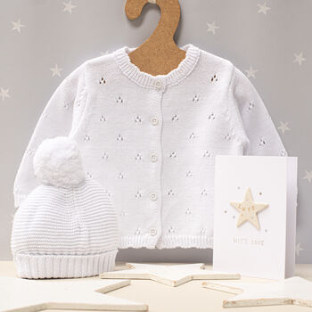 Toffee Moon White Christening Pointelle Cardigan, 4 of 12