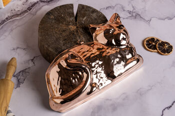 Handcrafted Copper Cat Cake Mold And Decorative Wall Art, 2 of 7