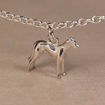Personalised 3D Whippet Silver Chain Bracelet, 2 of 11